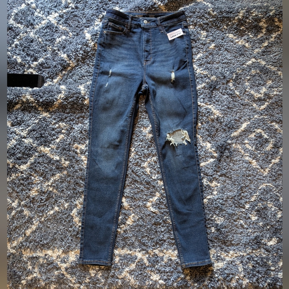 NWT Old Navy Extra High-Rise Rockstar Super Skinny Blue Jeans, Size 4
